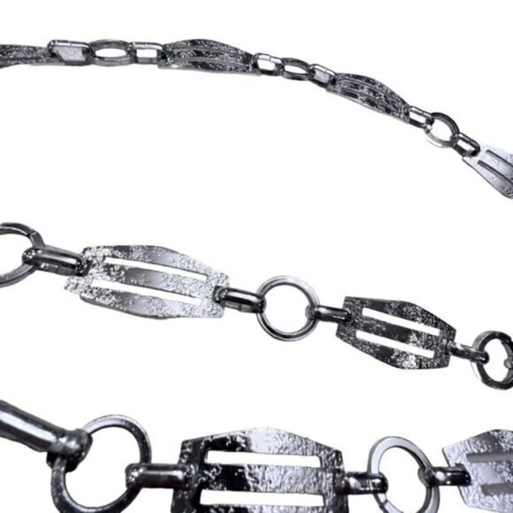 Shiny Silver Chain Belt‎ Up to 35" BOHO Coastal Preppy Nautical Dressy Office - Picture 6 of 8